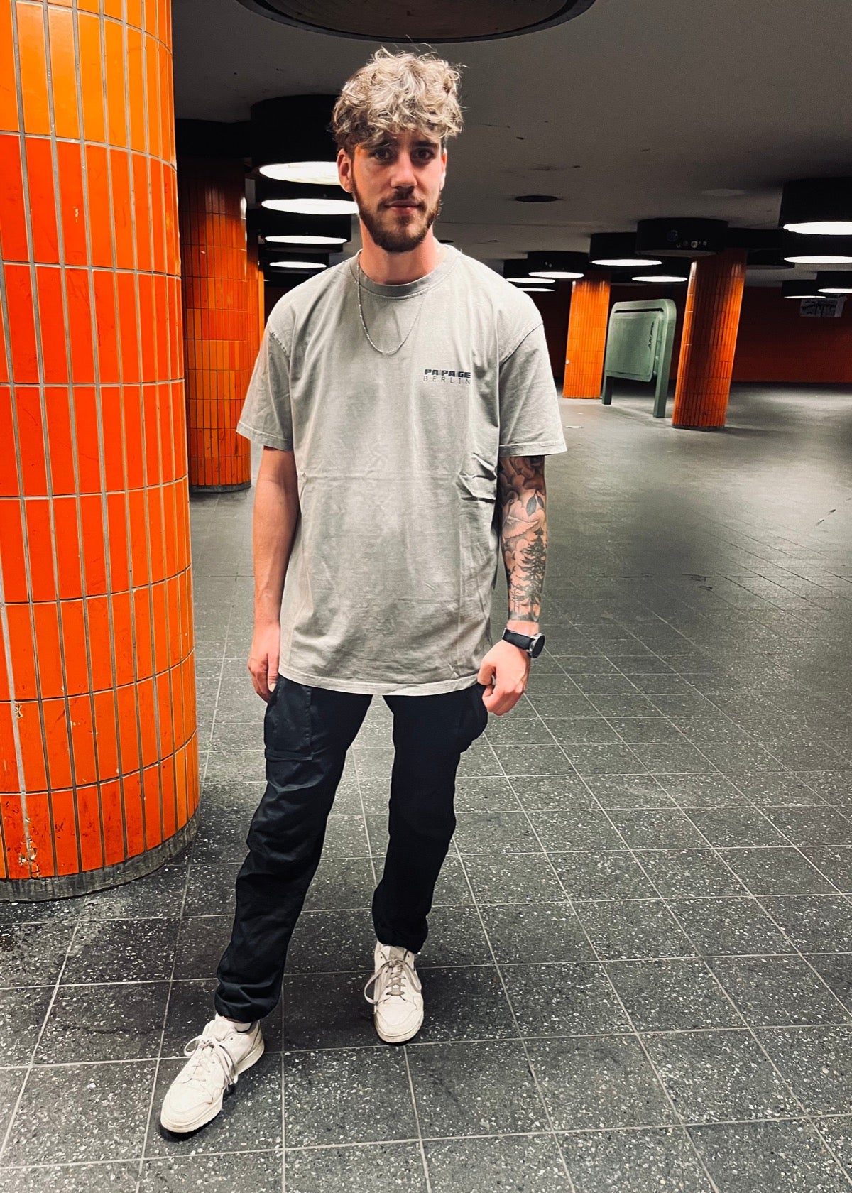 PAPAGE - ACID BASIC Oversized T-Shirt asphalt