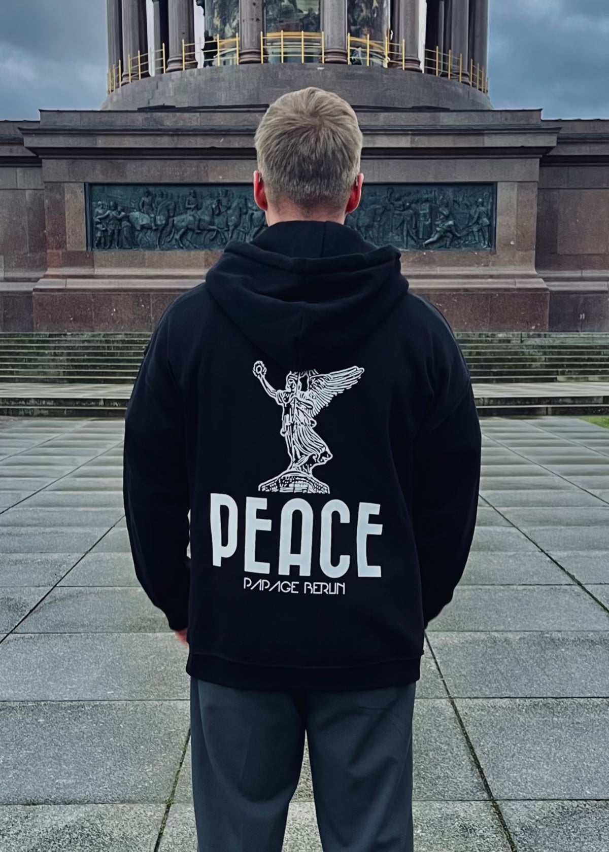 PAPAGE - 030 PEACE Oversized Hoody black