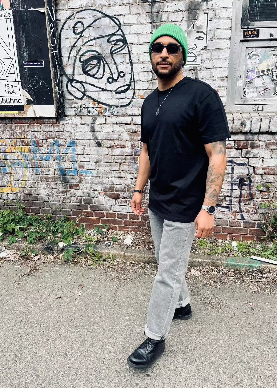 PAPAGE - QUEUING Heavy Oversized T-Shirt black